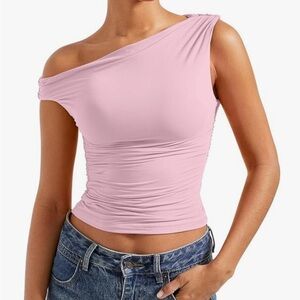 NWT Women Off Shoulder Tops Sleeveless Shirts Y2K Going Out Crop Tank Top